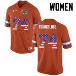 Women's Florida Gators #74 Jack Youngblood NCAA Nike Orange USA Flag Fashion Authentic Stitched College Football Jersey VOL1662CM